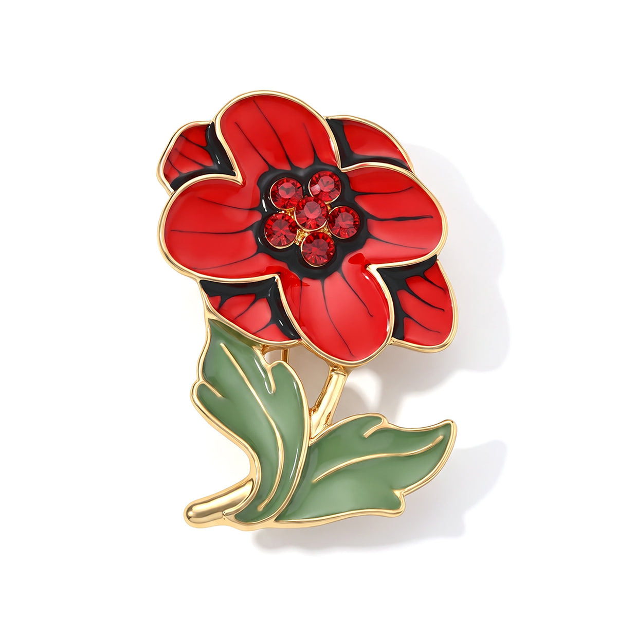Red Crystal Poppy Flower Brooch 8787344 0