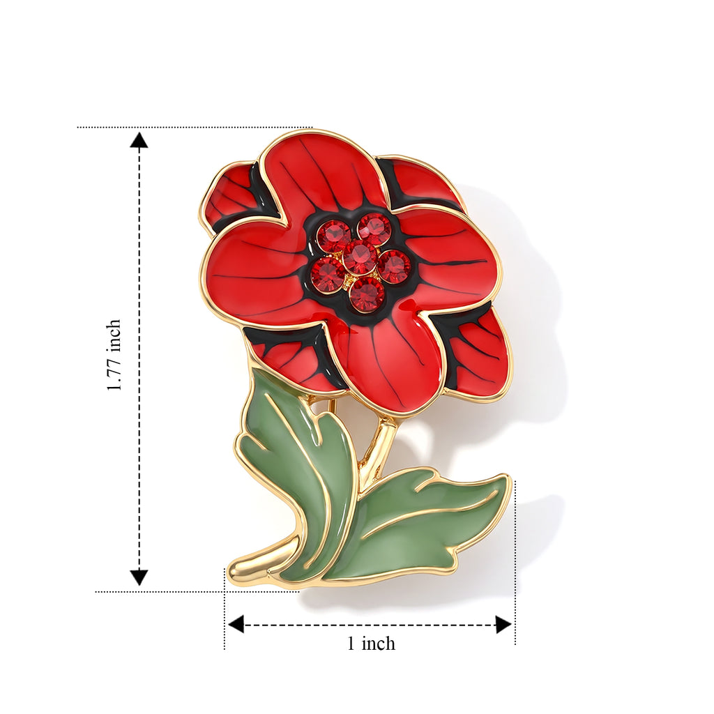 Red Crystal Poppy Flower Brooch_8787344_3