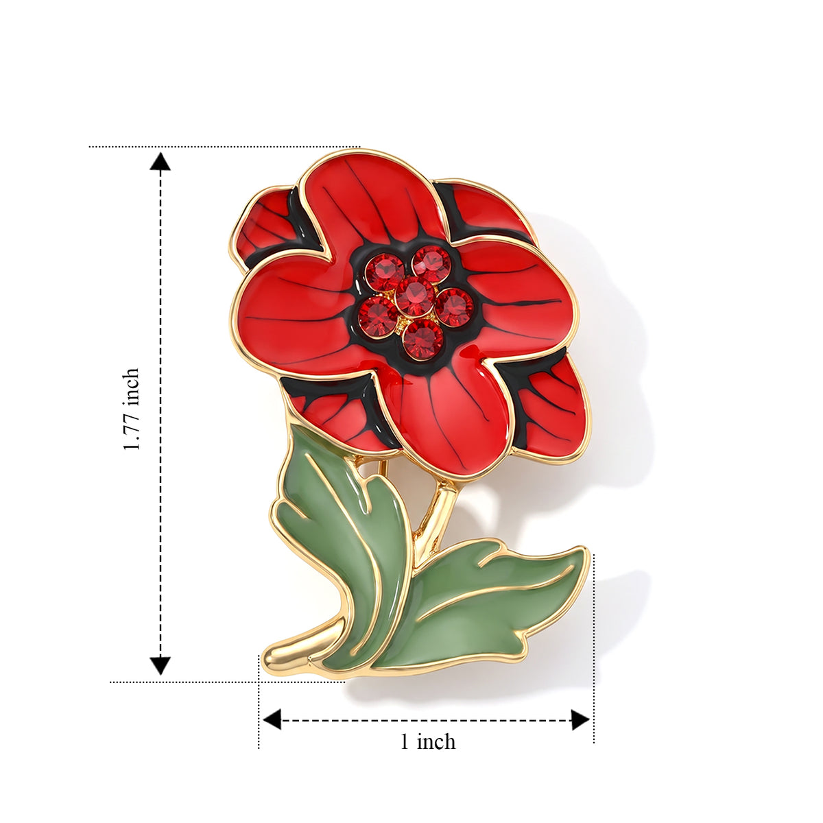Red Crystal Poppy Flower Brooch 8787344 3