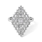 Luxuriant Lab Grown Diamond Cluster Ring in Rhodium OverlaySterling Silver  1.005  Ct._8787359