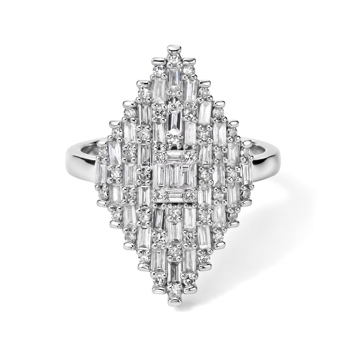 Luxuriant - Lab Grown Diamond Cluster Ring in Rhodium Overlay Sterling Silver 1.00 Ct. 8787359 0