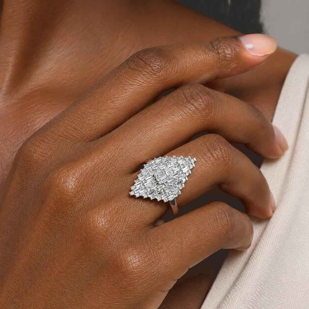 Luxuriant Lab Grown Diamond Cluster Ring in Rhodium OverlaySterling Silver  1.005  Ct._8787359_1