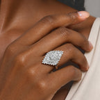 Luxuriant Lab Grown Diamond Cluster Ring in Rhodium OverlaySterling Silver  1.005  Ct._8787359_1