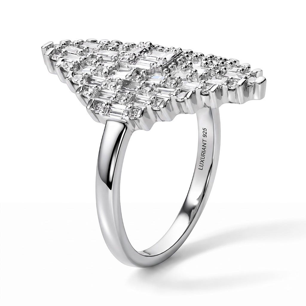 Luxuriant Lab Grown Diamond Cluster Ring in Rhodium OverlaySterling Silver  1.005  Ct._8787359_3