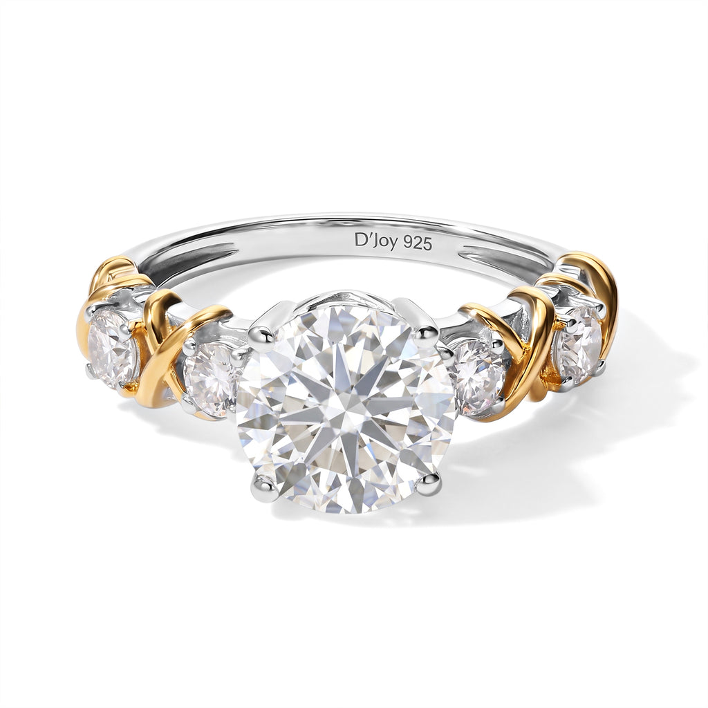 D'Joy - Moissanite Ring in Yellow Gold Plated & Rhodium Overlay Sterling Silver 2.55 Ct._8787612