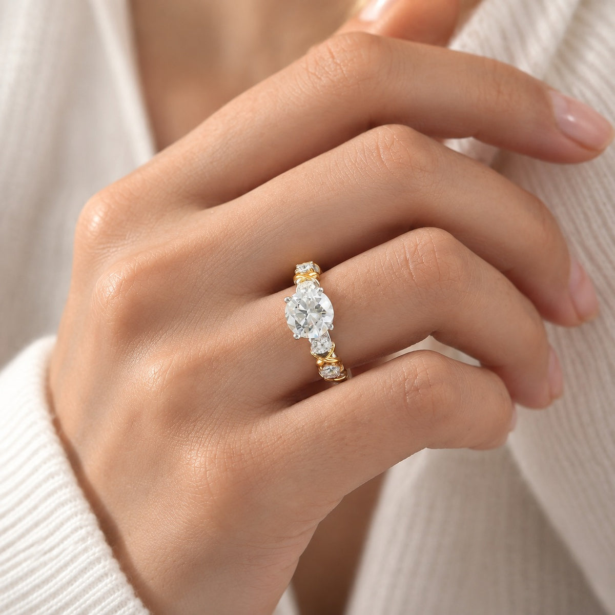 D'Joy - Moissanite Ring in Yellow Gold Plated &amp; Rhodium Overlay Sterling Silver 2.55 Ct. 8787612 1