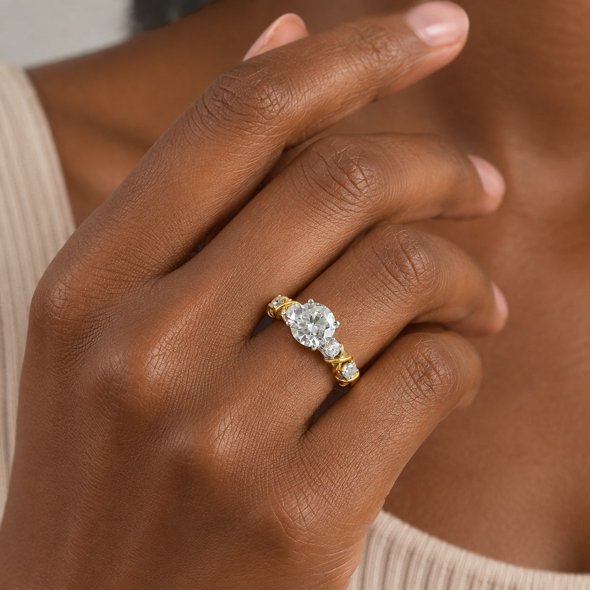D'Joy - Moissanite Ring in Yellow Gold Plated &amp; Rhodium Overlay Sterling Silver 2.55 Ct. 8787612 2