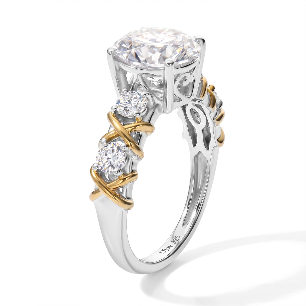 D'Joy - Moissanite Ring in Yellow Gold Plated & Rhodium Overlay Sterling Silver 2.55 Ct._8787612_3