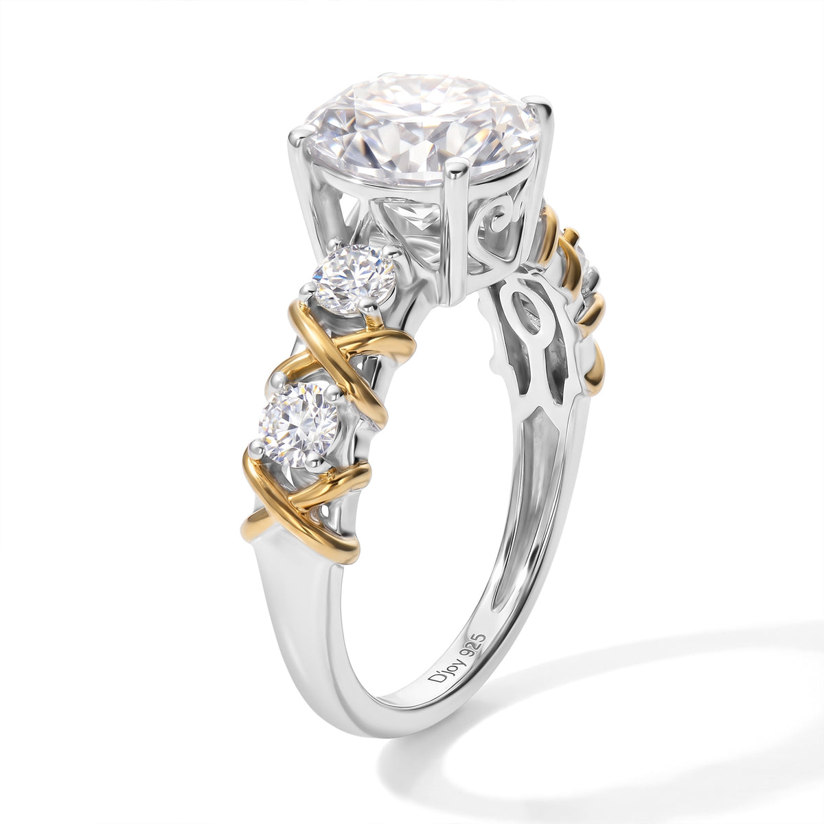D'Joy - Moissanite Ring in Yellow Gold Plated &amp; Rhodium Overlay Sterling Silver 2.55 Ct. 8787612 3