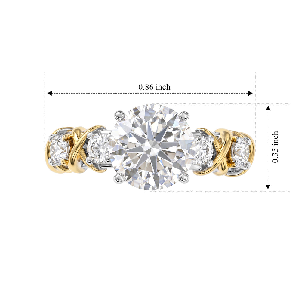 D'Joy - Moissanite Ring in Yellow Gold Plated & Rhodium Overlay Sterling Silver 2.55 Ct._8787612_5