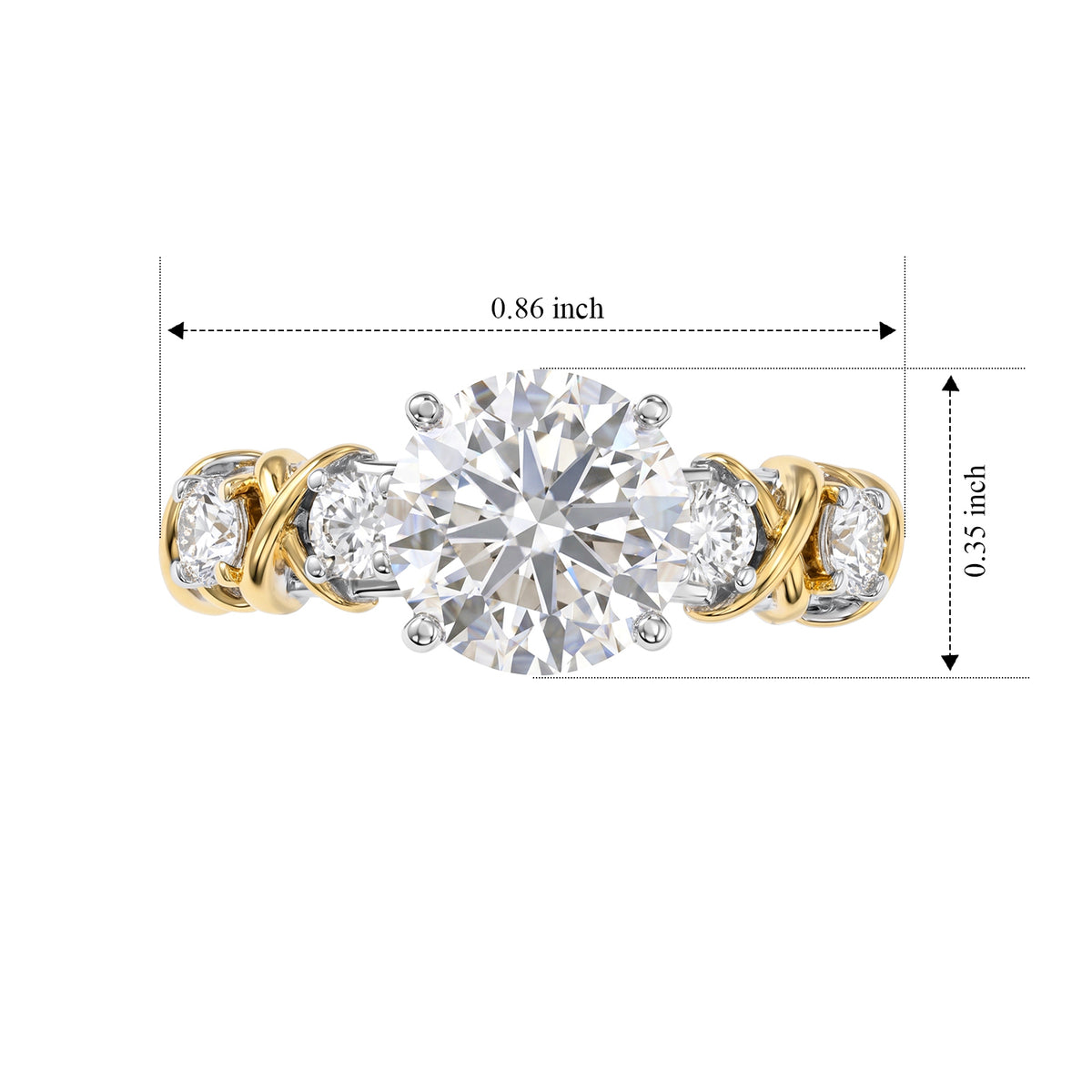 D'Joy - Moissanite Ring in Yellow Gold Plated &amp; Rhodium Overlay Sterling Silver 2.55 Ct. 8787612 5