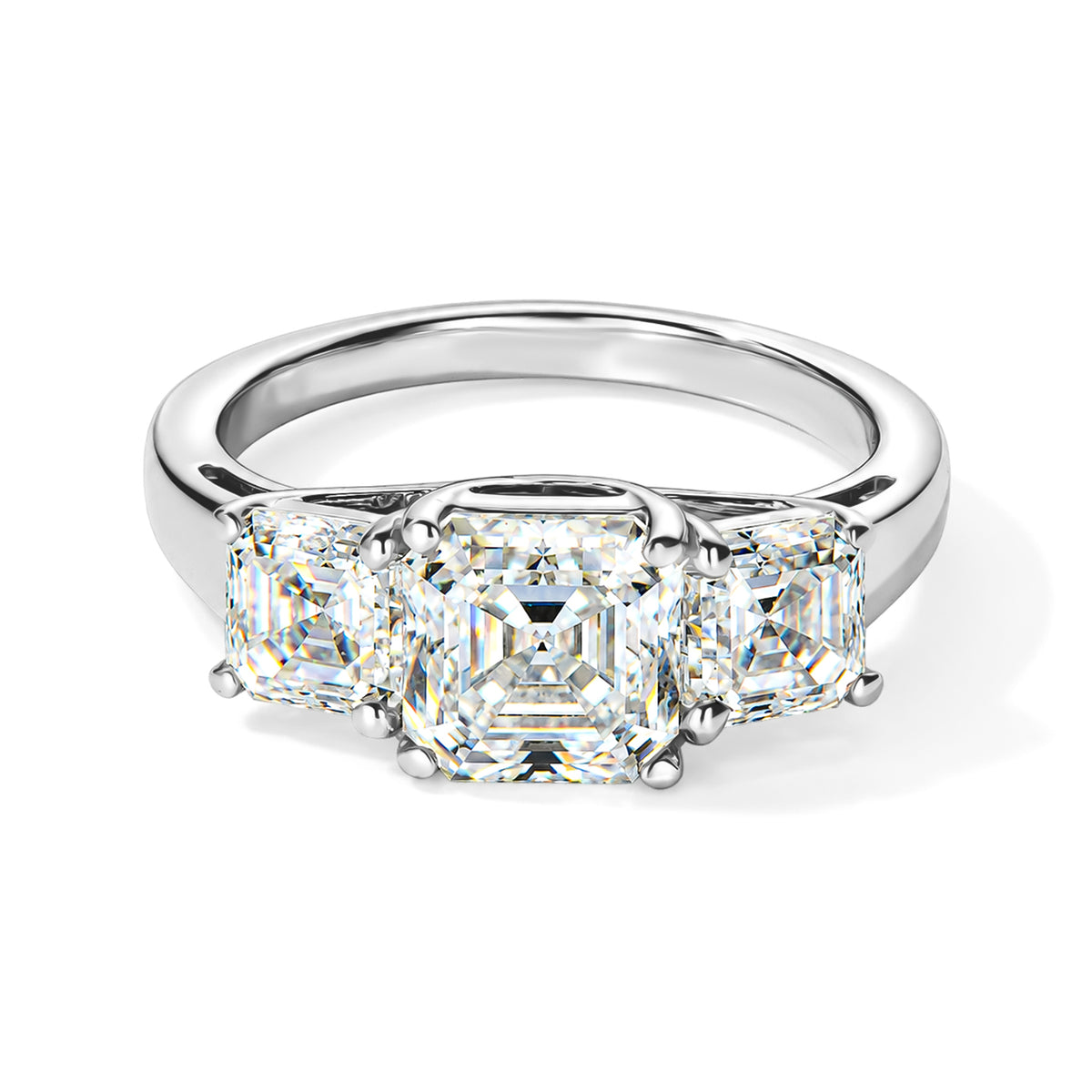 D'Joy - Moissanite Trilogy Ring in Platinum Overlay Sterling Silver  3.27 Ct. 8787625 0