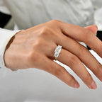 D'Joy - Moissanite Trilogy Ring in Platinum Overlay Sterling Silver  3.27 Ct._8787625_2