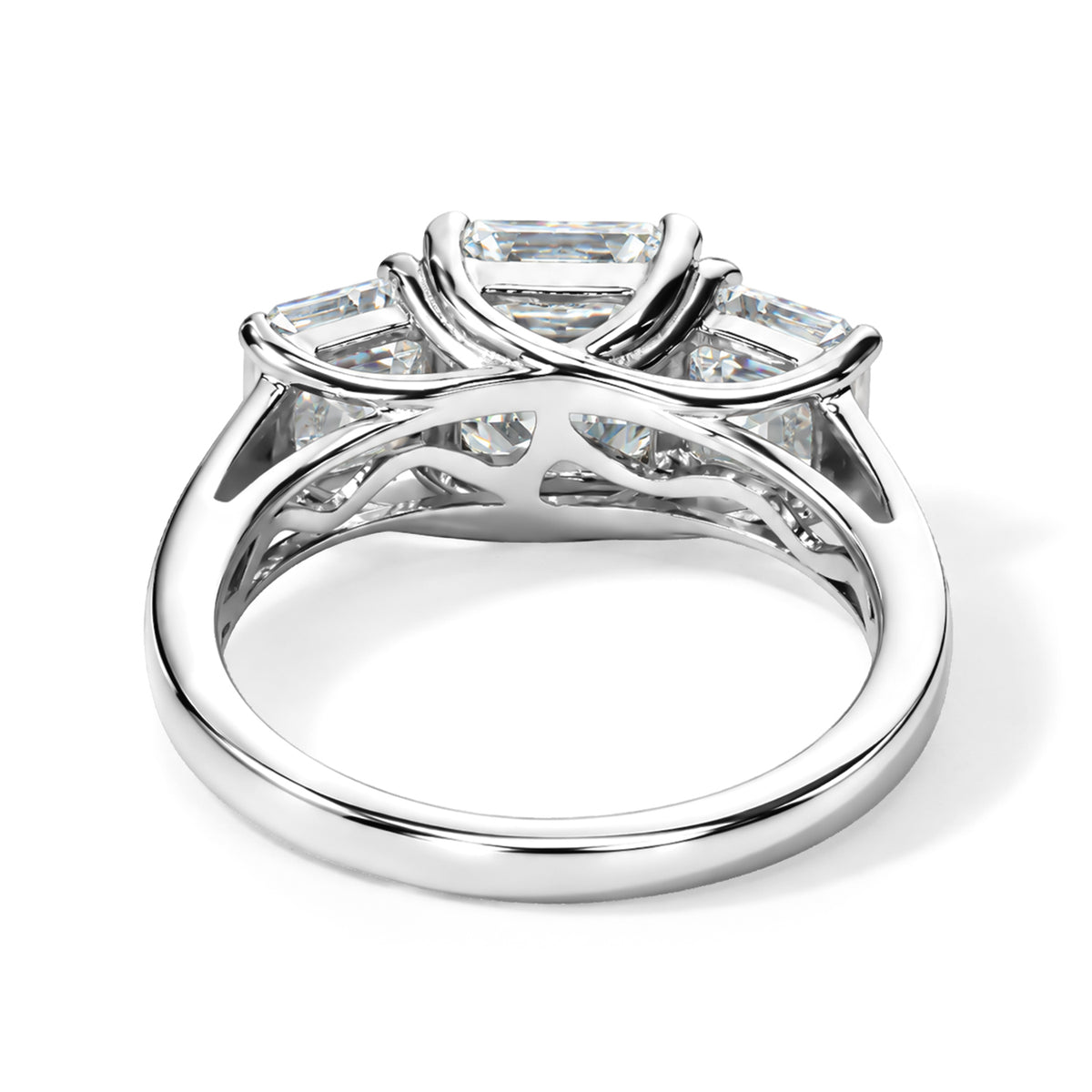 D'Joy - Moissanite Trilogy Ring in Platinum Overlay Sterling Silver  3.27 Ct. 8787625 4