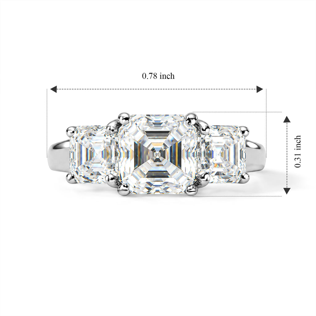 D'Joy - Moissanite Trilogy Ring in Platinum Overlay Sterling Silver  3.27 Ct._8787625_5