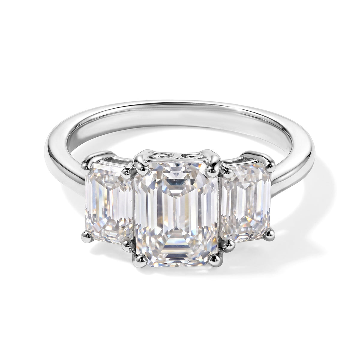 D'Joy - Moissanite Trilogy Ring in Platinum Overlay Sterling Silver  2.80 Ct. 8787649 0