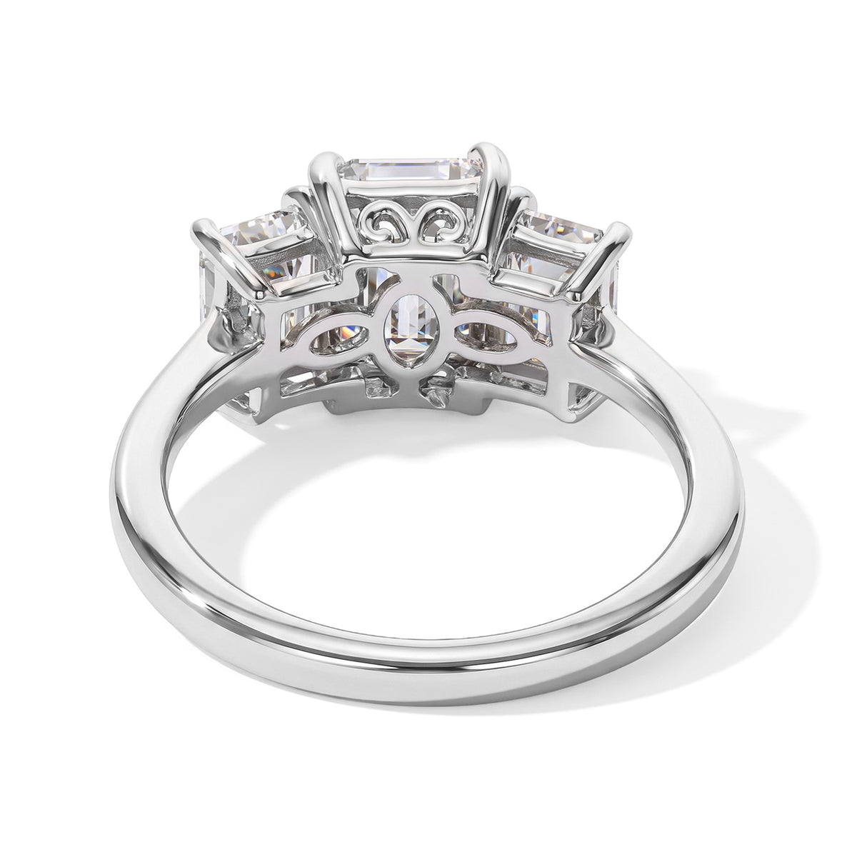 D'Joy - Moissanite Trilogy Ring in Platinum Overlay Sterling Silver  2.80 Ct. 8787649 4