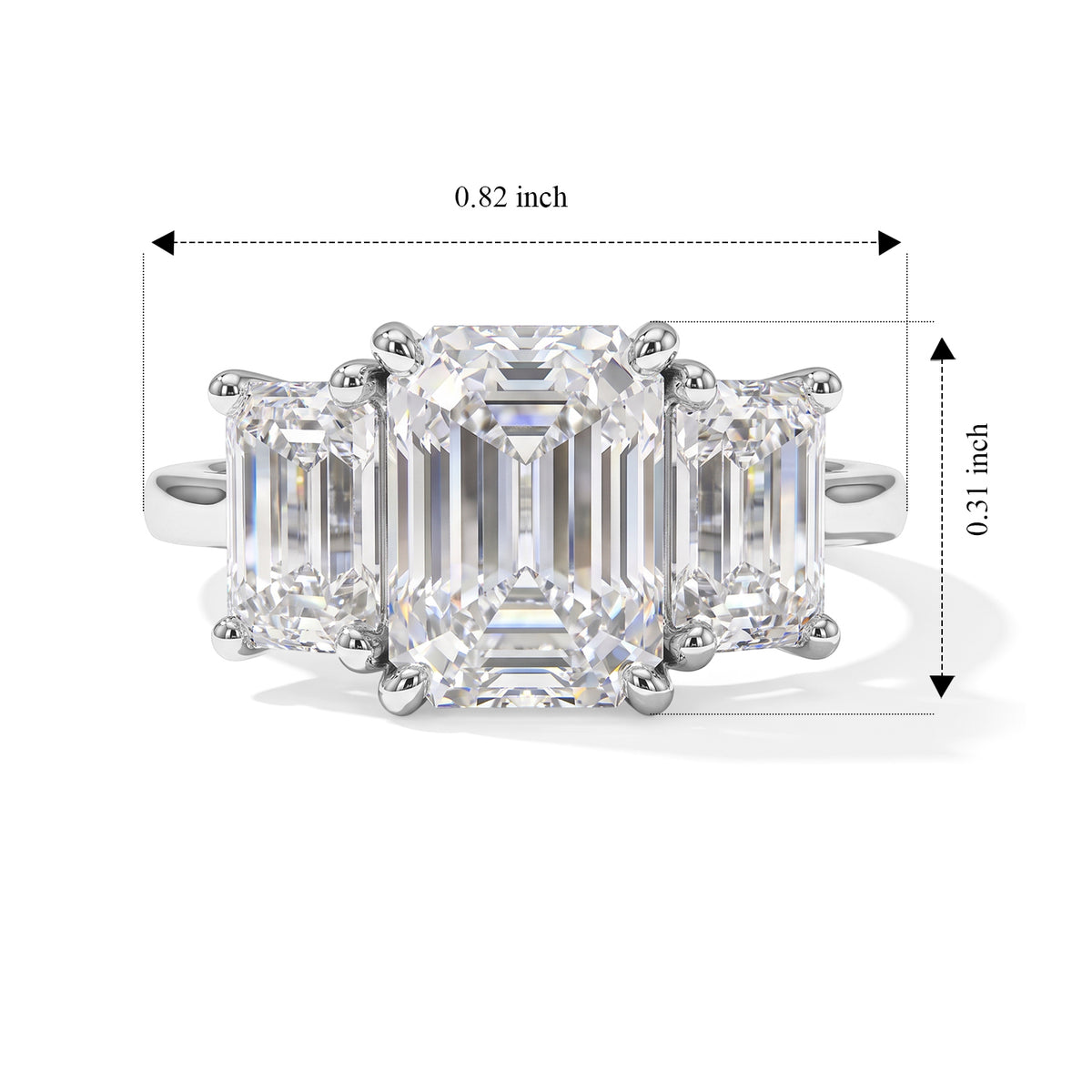 D'Joy - Moissanite Trilogy Ring in Platinum Overlay Sterling Silver  2.80 Ct. 8787649 5