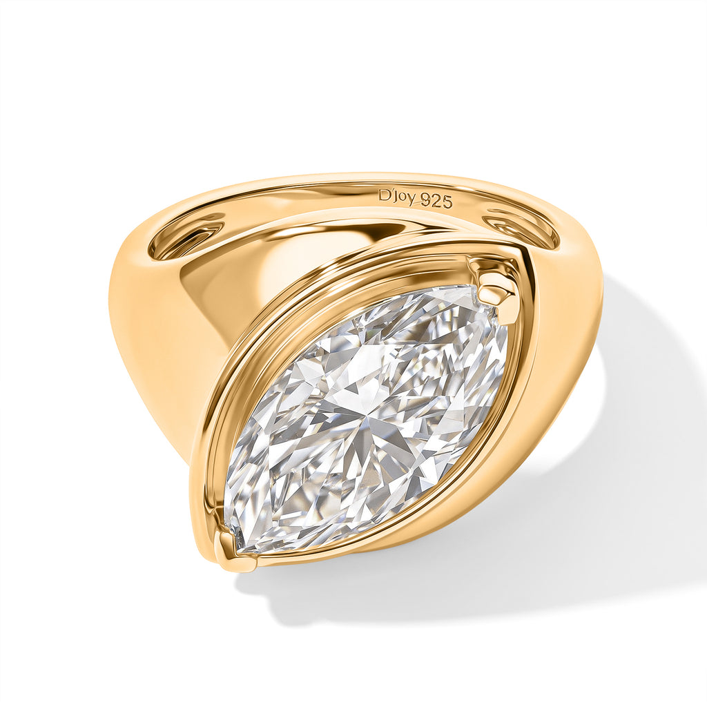 D'Joy - Moissanite Solitaire Ring in Yellow Gold Plated Sterling Silver 4.00 Ct._8787687