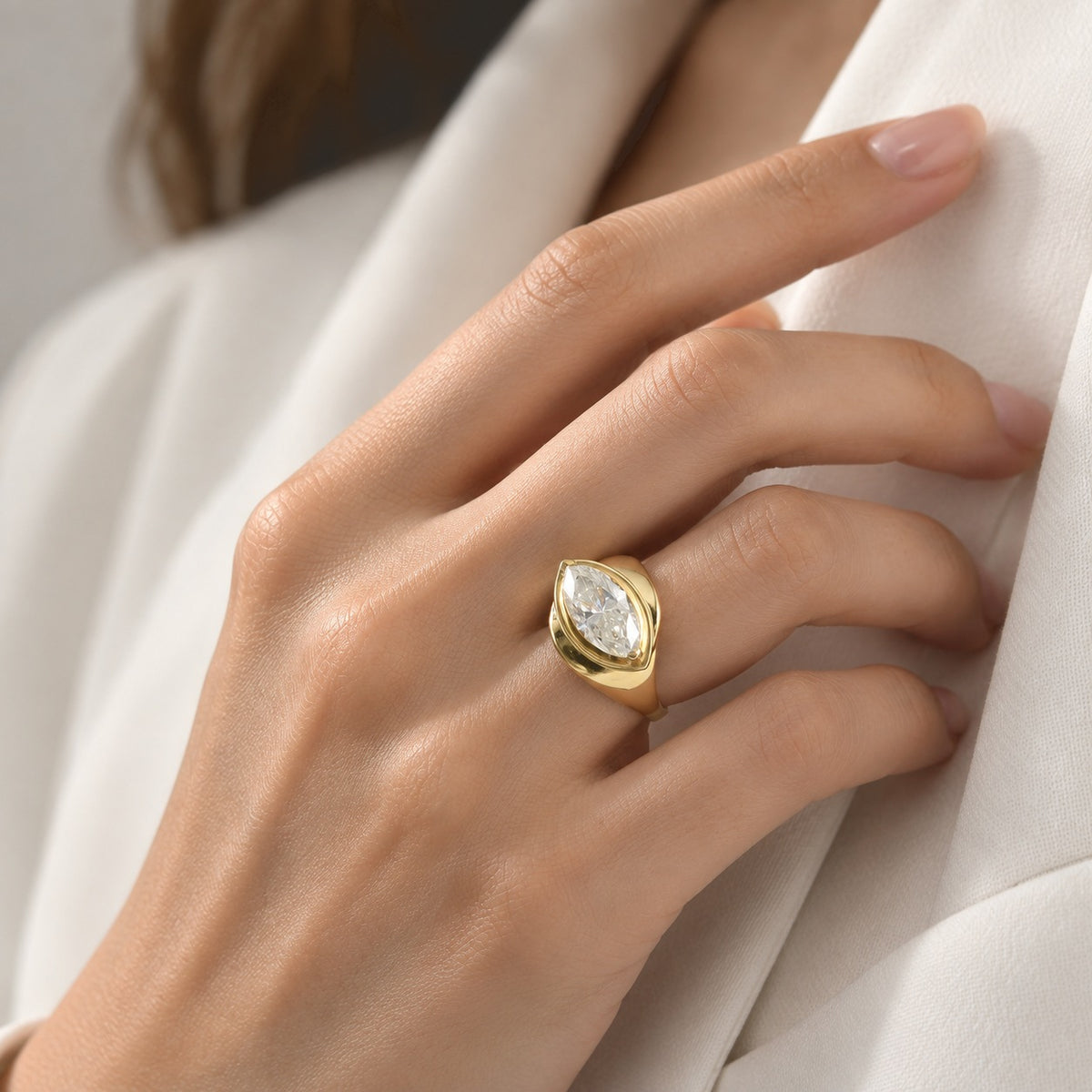 D'Joy - Moissanite Solitaire Ring in Yellow Gold Plated Sterling Silver 4.00 Ct. 8787687 2