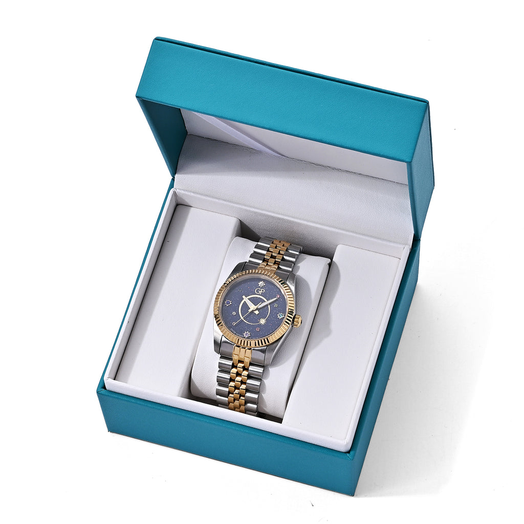 GP Multi Color Crystal, Blue Sapphire Watch Pure White Stainless Steel  0.110  Ct._8787851_7