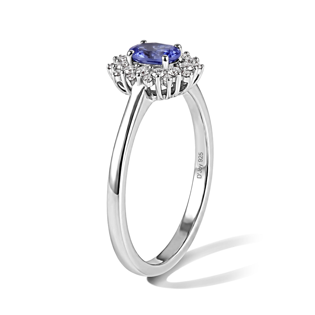 D'joy Tanzanite, White Zircon Main Stone With Side Stone Ring in Platinum OverlaySterling Silver  0.871  Ct. 8788163 3
