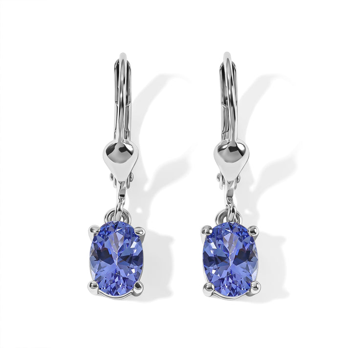 Live From Tanzania - D'Joy - Premium Tanzanite Dangling Earring with Lever Back in Rhodium Overlay Sterling Silver 1.60 Ct. 8788220 1