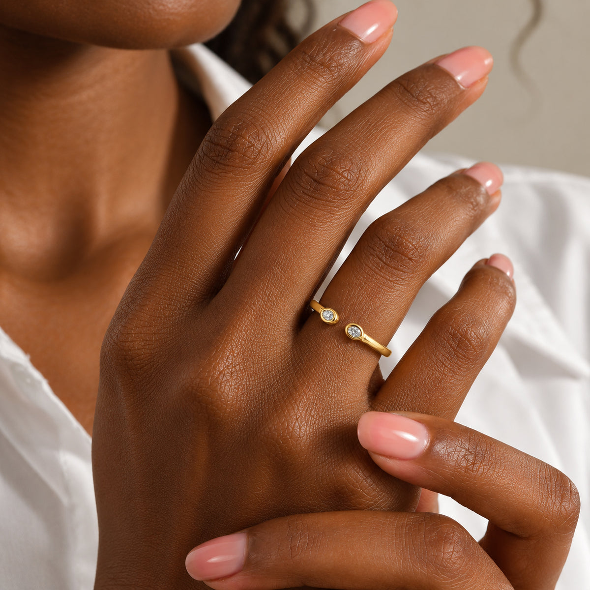 Luxuriant - Lab Grown Diamond (SI-G-H) Adjustable Ring in Yellow Gold Plated Sterling Silver 8788380 1