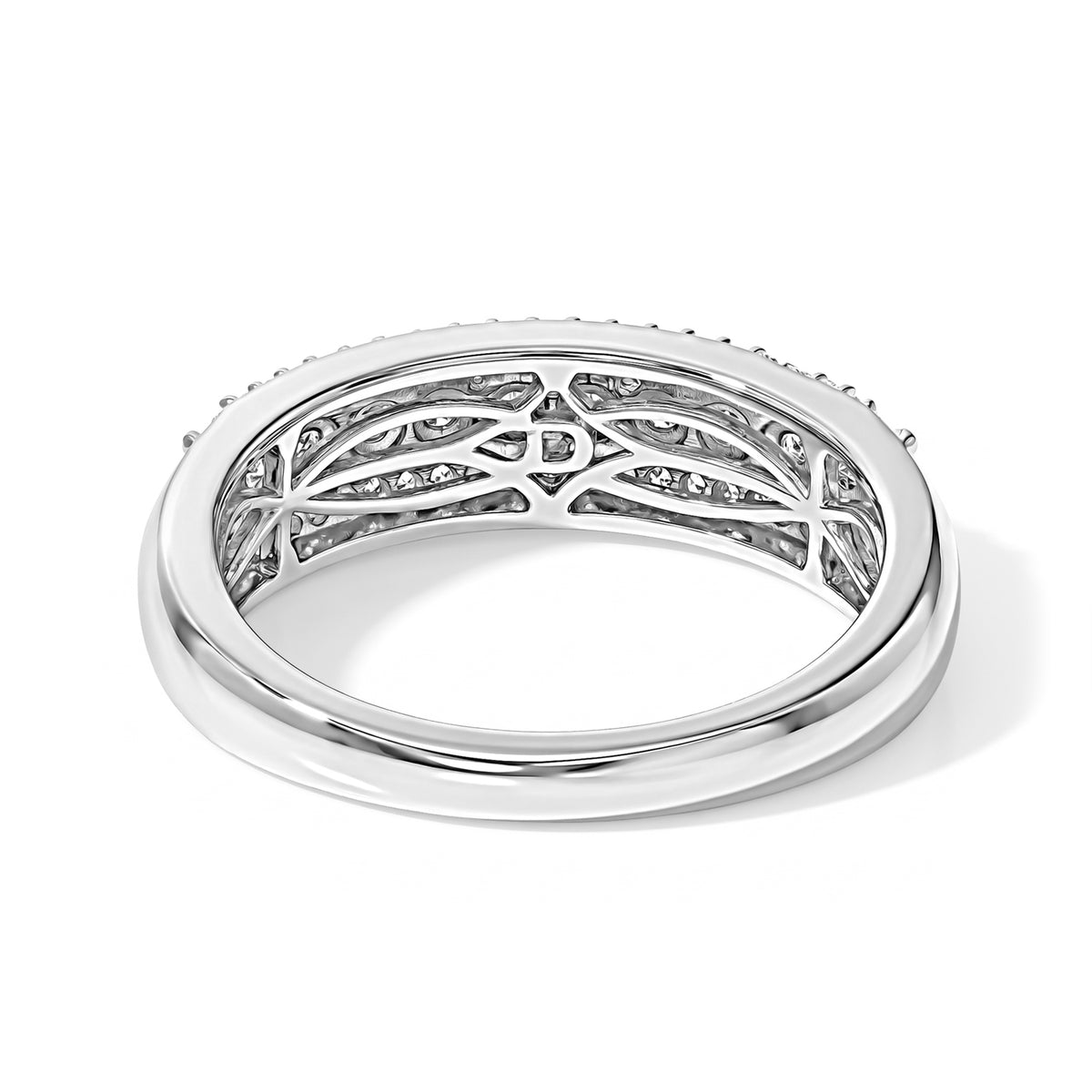 D'Joy - Black Diamond &amp; White Diamond Half Eternity Band Ring in Rhodium Overlay Sterling Silver 0.50 Ct. 8788607 4