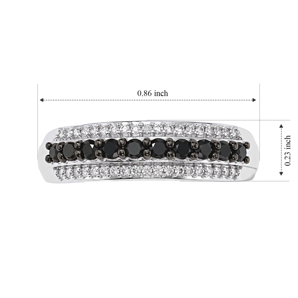 D'joy Black Diamond, White Diamond Half Eternity Band Ring in Rhodium OverlaySterling Silver  0.502  Ct._8788607_5