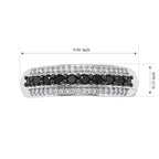D'joy Black Diamond, White Diamond Half Eternity Band Ring in Rhodium OverlaySterling Silver  0.502  Ct._8788607_5