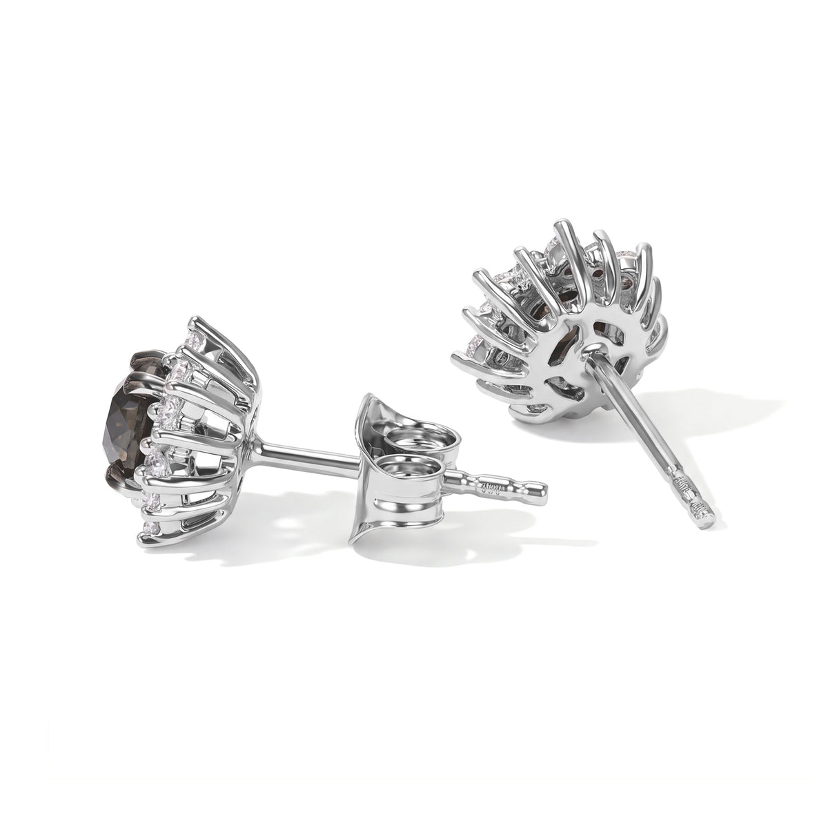 D'Joy - Black Diamond &amp; White Diamond Halo Stud Earring with Push Post in Rhodium Overlay Sterling Silver 1.10 Ct. 8788616 3