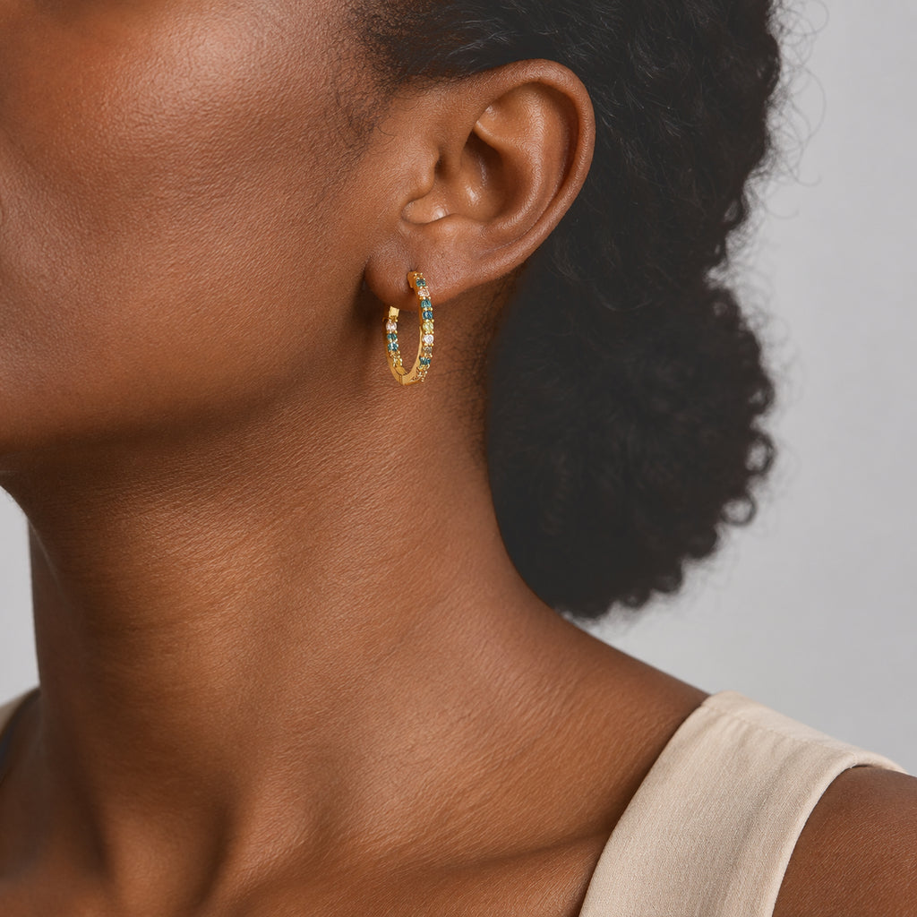 Luxuriant Lab Grown Yellow Diamond, Multi Gemstones Full Hoop Earring in 18K YG VermeilSterling Silver  1.520  Ct._8788638_2