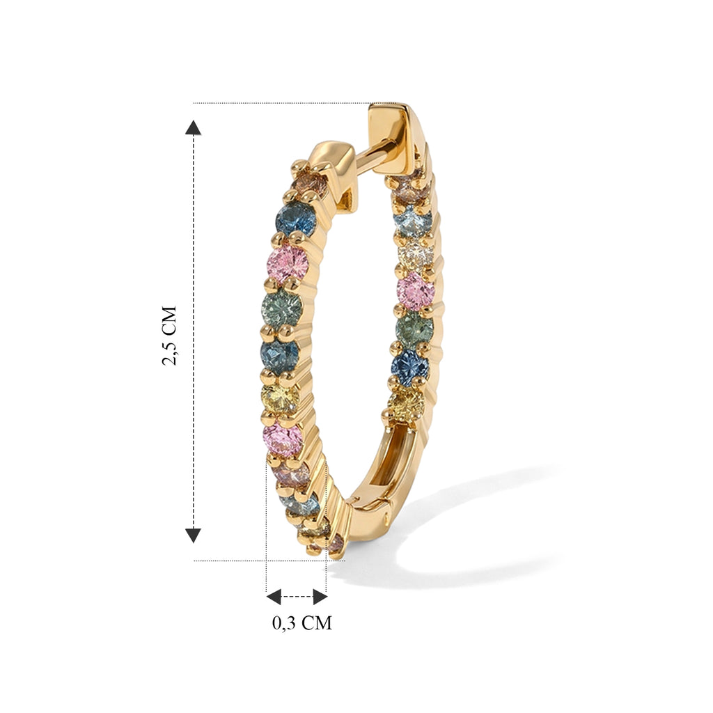 Luxuriant Lab Grown Yellow Diamond, Multi Gemstones Full Hoop Earring in 18K YG VermeilSterling Silver  1.520  Ct._8788638_4