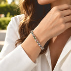 D'Joy - Multi-Tourmaline & Moissanite Tennis Bracelet (Size - 7.5) with GB Lock Box in Rhodium Overlay Sterling Silver 8.65, Silver Wt. 13.12 Gms_8788649_1