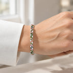 D'Joy - Multi-Tourmaline & Moissanite Tennis Bracelet (Size - 7.5) with GB Lock Box in Rhodium Overlay Sterling Silver 8.65, Silver Wt. 13.12 Gms_8788649_2