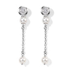 D'Joy - Moissanite & Fresh Water Pearl Dangling Earring in Platinum Overlay Sterling Silver 2.45 Ct._8789018