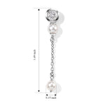 D'Joy - Moissanite & Fresh Water Pearl Dangling Earring in Platinum Overlay Sterling Silver 2.45 Ct._8789018_4