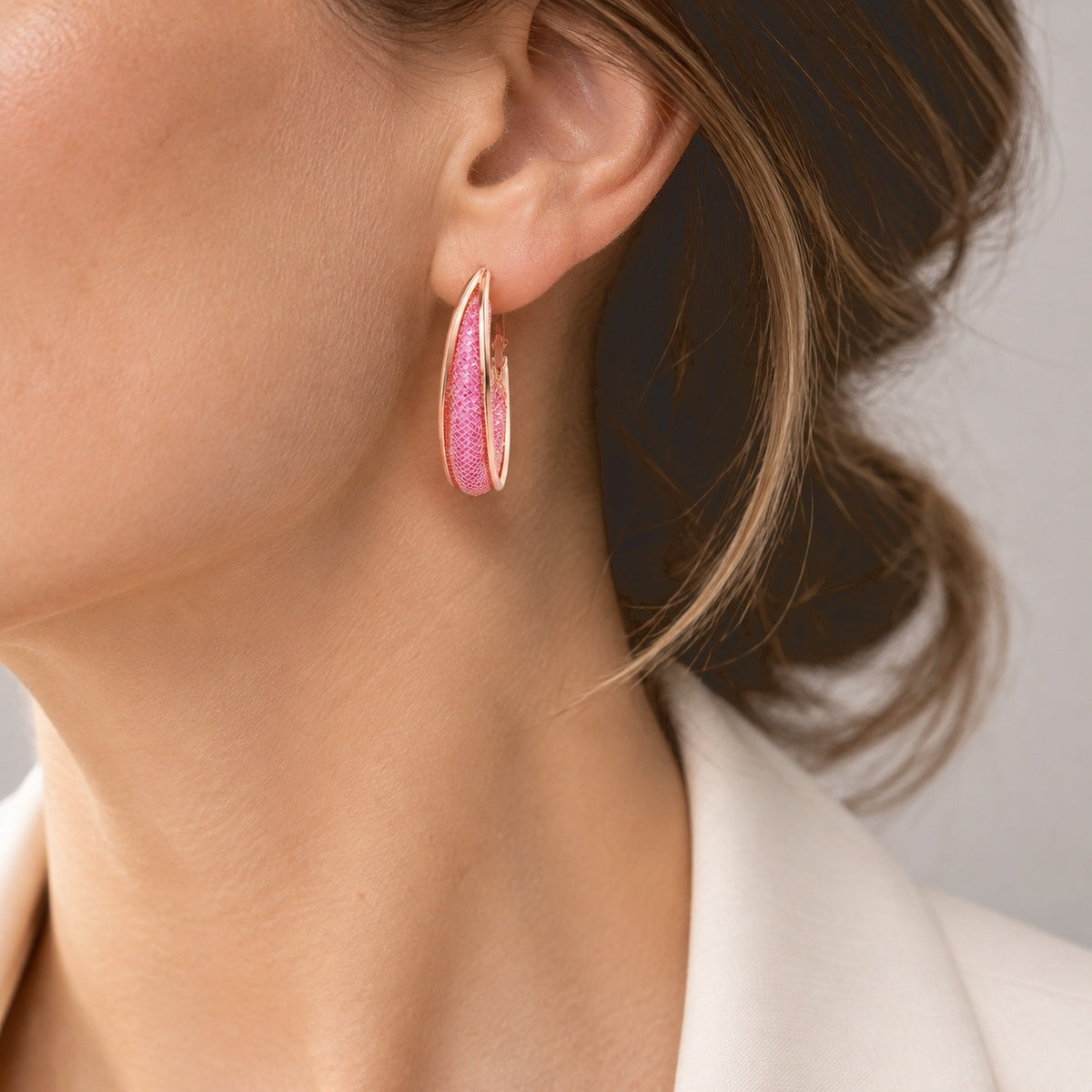 White Crystal Fancy Earring Pure Rose Brass  0.010  Ct. 8789067 1