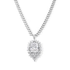 D'Joy - Moissanite Cluster Necklace (Size - 18) in Rhodium Overlay Sterling Silver 55.50 Ct, Silver Wt. 28.00 Gms_8789093