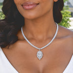 LIMITED CREATION - THE SUMMIT- Moissanite Necklace (Size - 18) in Rhodium Overlay Sterling Silver 55.50 Ct, Silver Wt. 28.00 Gms_8789093_1