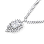 LIMITED CREATION - THE SUMMIT- Moissanite Necklace (Size - 18) in Rhodium Overlay Sterling Silver 55.50 Ct, Silver Wt. 28.00 Gms_8789093_3