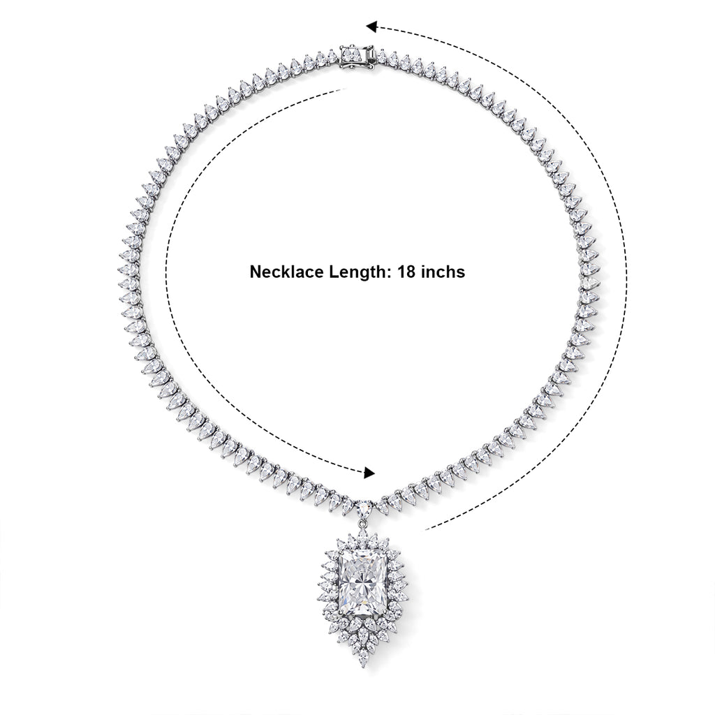 LIMITED CREATION - THE SUMMIT- Moissanite Necklace (Size - 18) in Rhodium Overlay Sterling Silver 55.50 Ct, Silver Wt. 28.00 Gms_8789093_6