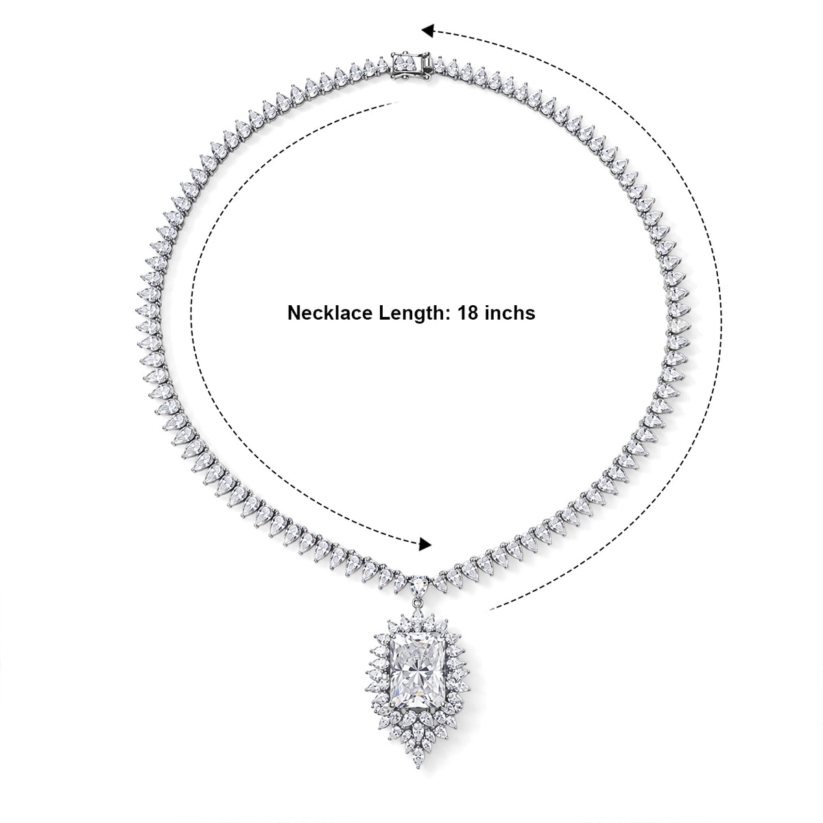 LIMITED CREATION - THE SUMMIT- Moissanite Necklace (Size - 18) in Rhodium Overlay Sterling Silver 55.50 Ct, Silver Wt. 28.00 Gms 8789093 6