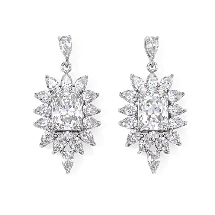 THE SUMMIT - Moissanite Earring with Push Back in Rhodium Overlay Sterling Silver 9.90 Ct. 8789094 1