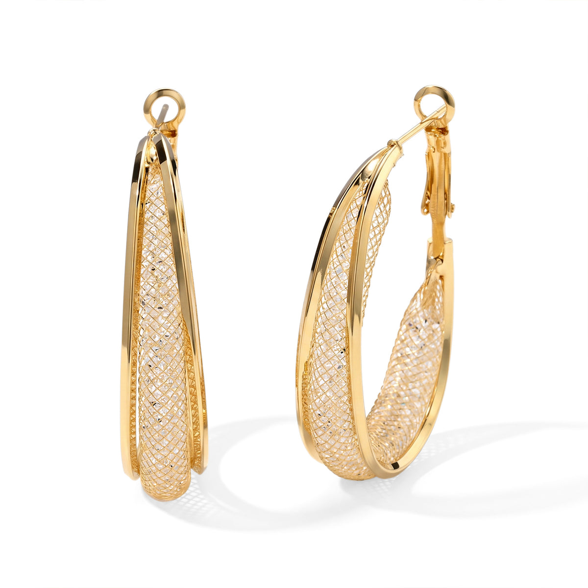 NY Closeout Deal - Star Light Collection - White Austrian Crystal Hoop Earrings with Clasp - Yellow 8789108 0
