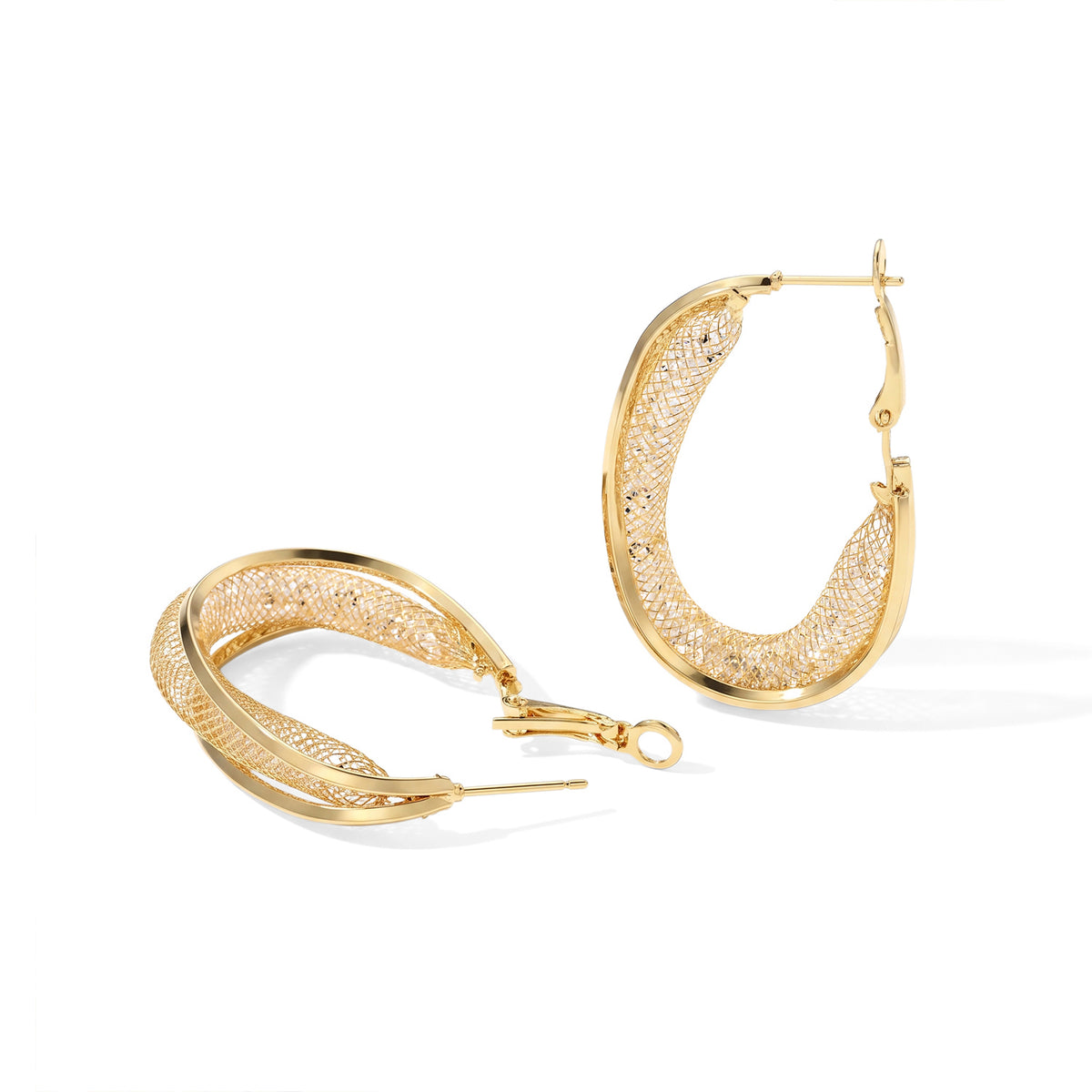 NY Closeout Deal - Star Light Collection - White Austrian Crystal Hoop Earrings with Clasp - Yellow 8789108 3