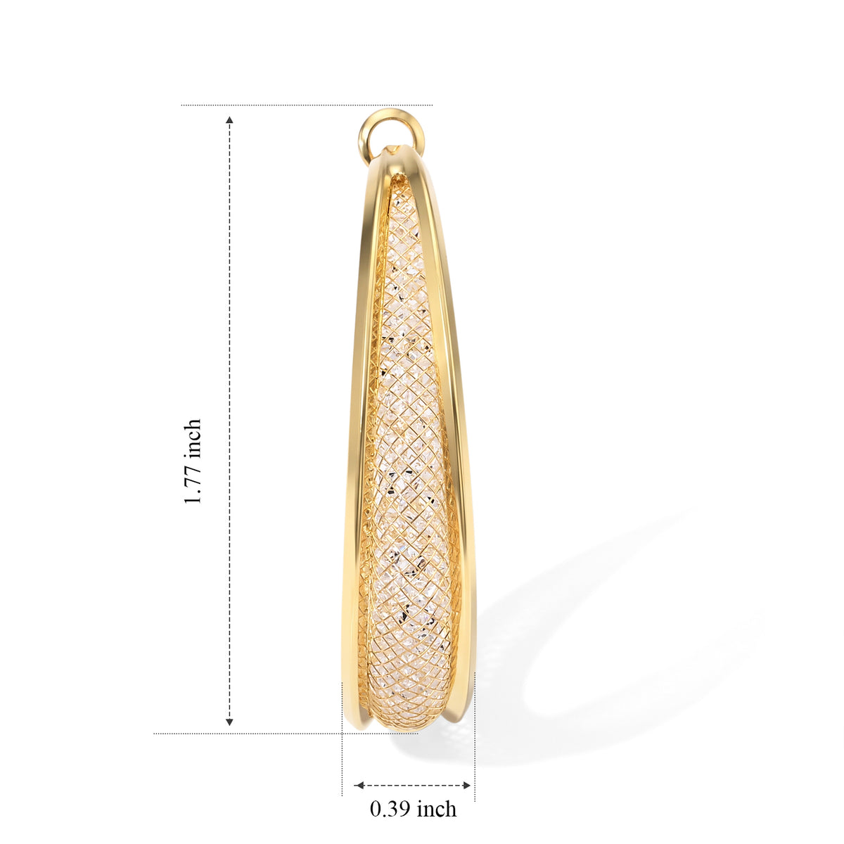 NY Closeout Deal - Star Light Collection - White Austrian Crystal Hoop Earrings with Clasp - Yellow 8789108 4