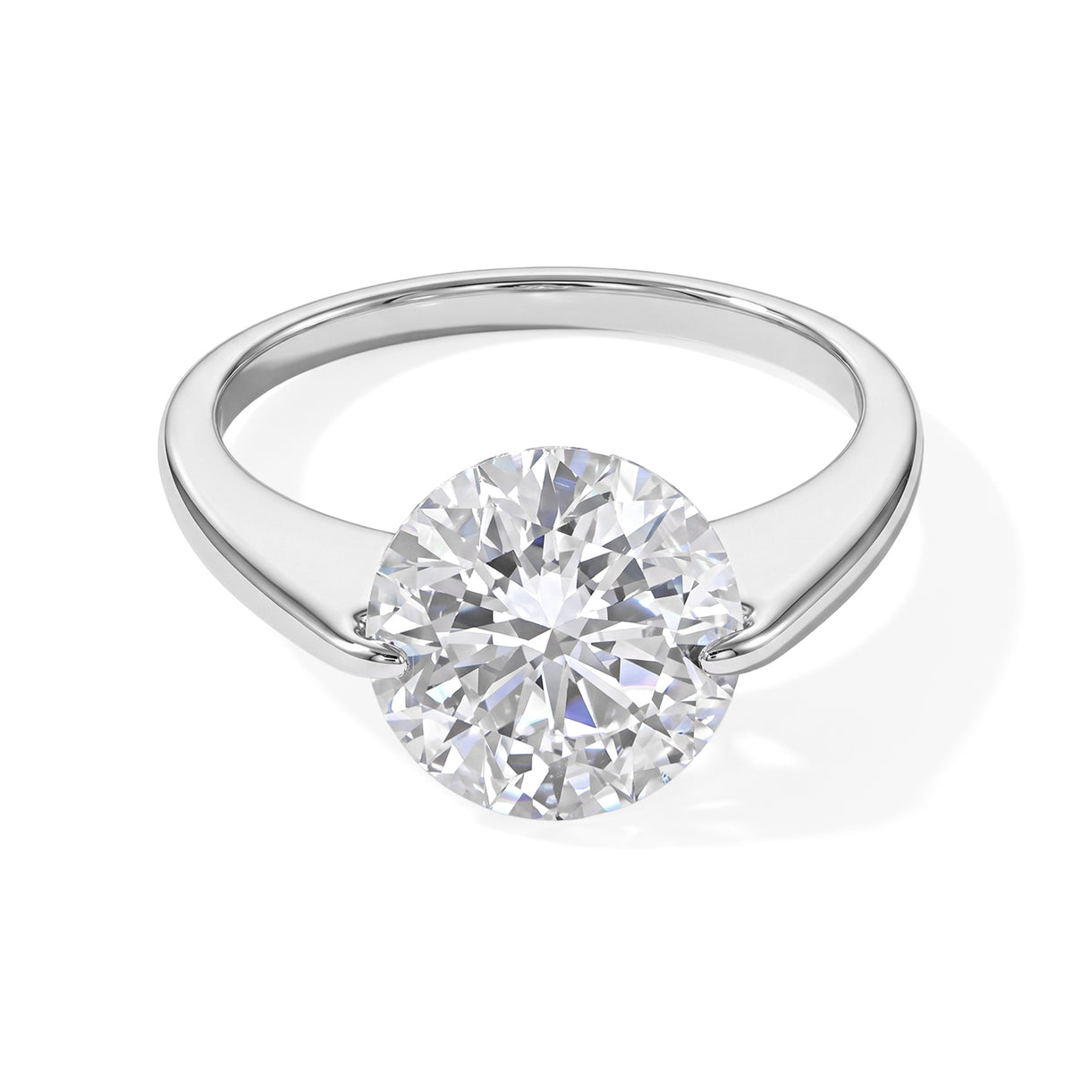 D'Joy - Moissanite Solitaire Ring in Rhodium Overlay Sterling Silver  3.80 Ct. 8789113 0