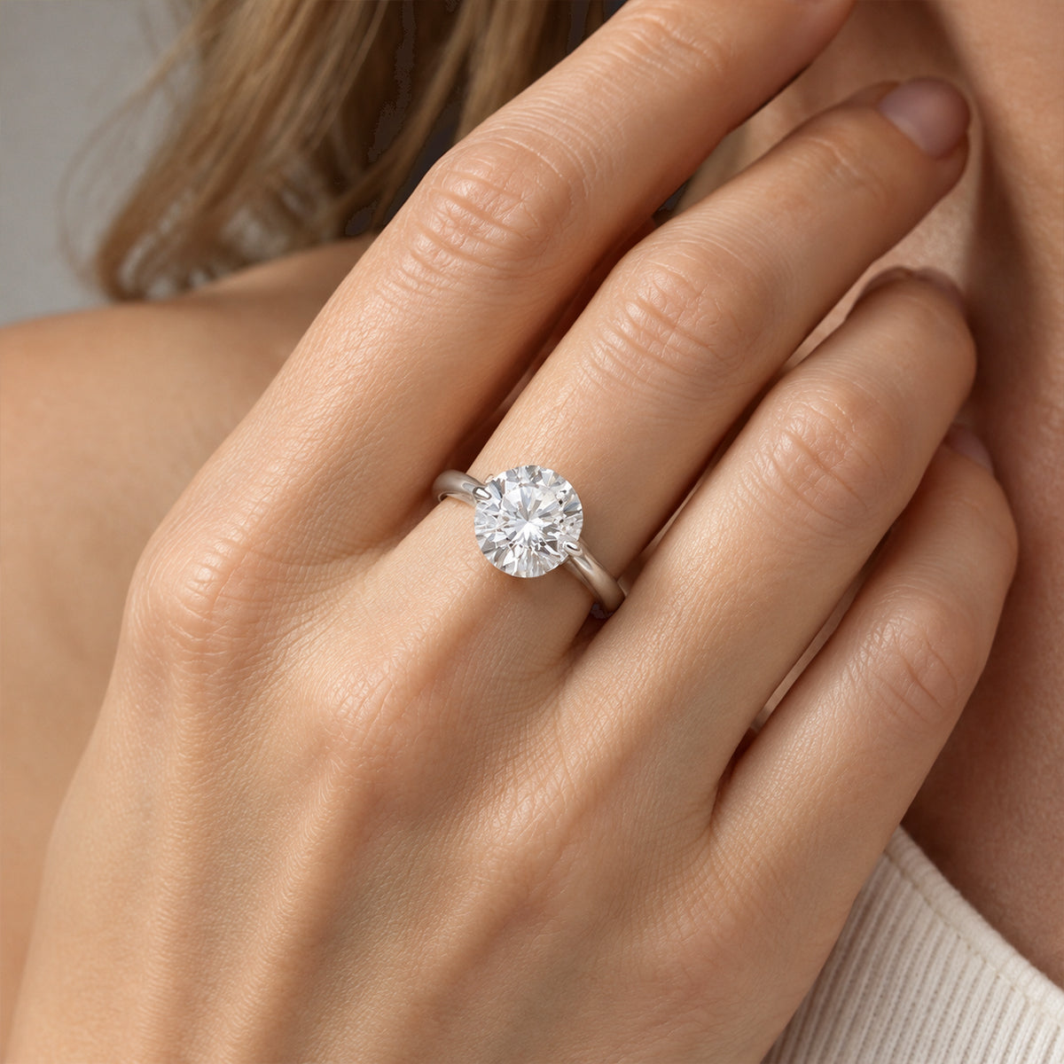 D'Joy - Moissanite Solitaire Ring in Rhodium Overlay Sterling Silver  3.80 Ct. 8789113 1
